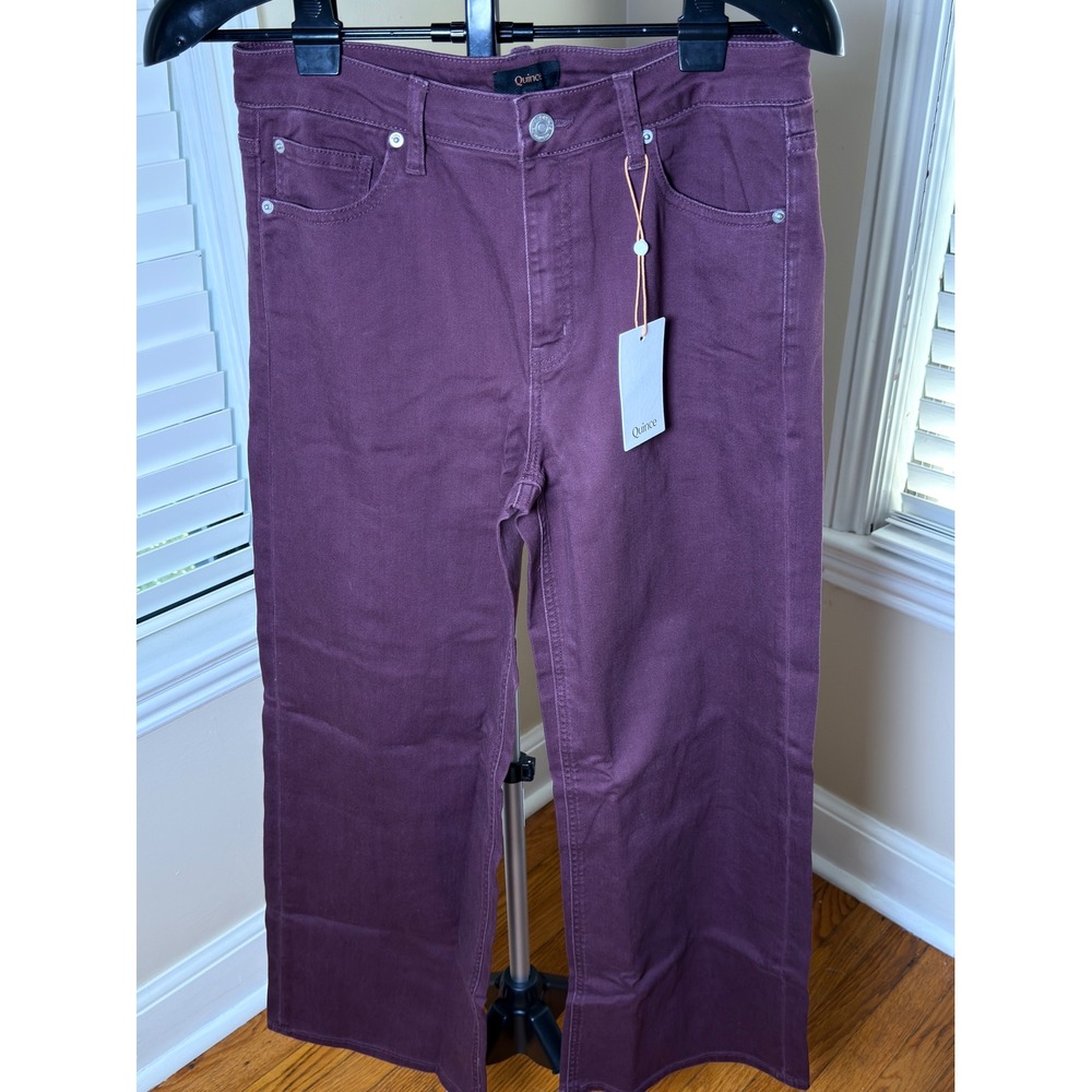 Quince Bella Stretch Wide Leg Jeans Wine Tasting Red Size 30 W-PNT-170 Burgundy